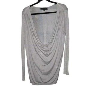 Rag & Bone Draped Cowl Neck Silk Tencel Blend Gray Blouse Womens Size Small